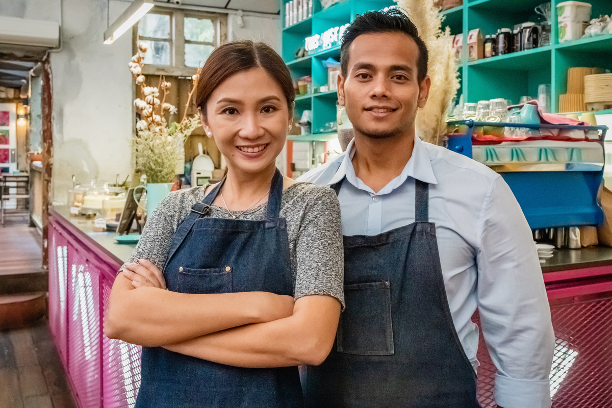 Asian Coffee Shop Owner Couple Small Business Malaysia